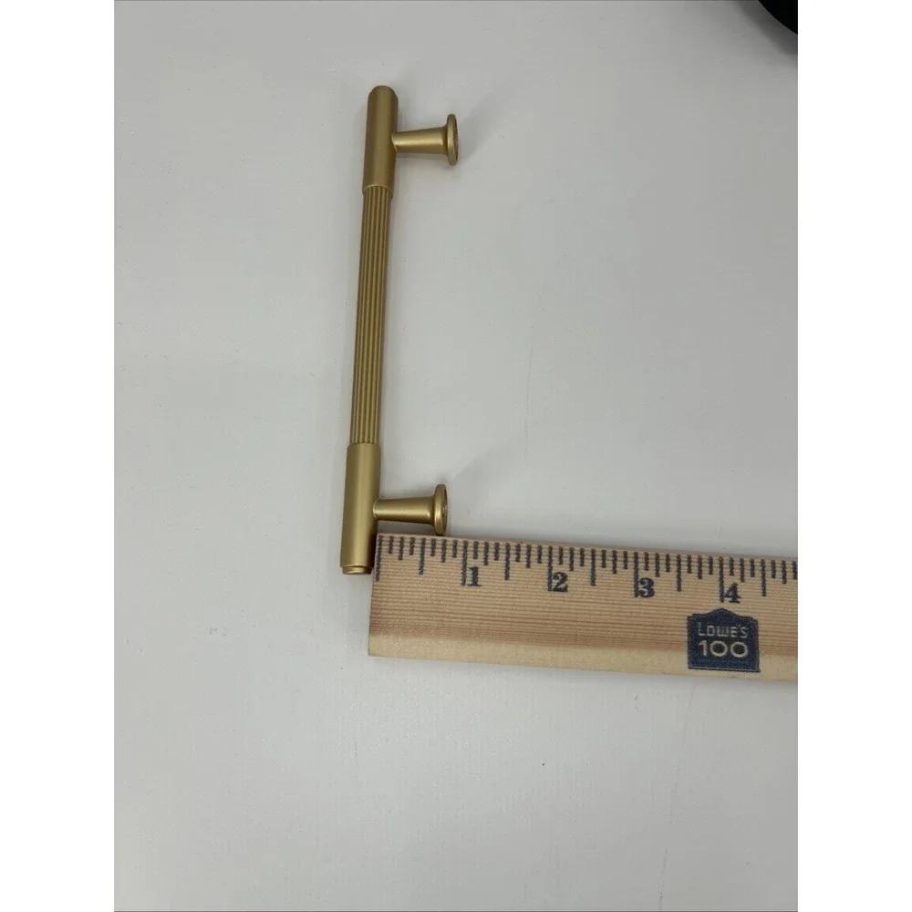 AsidRama 10 Pack Brushed Gold Fluted Cabinet Pulls 5 Inch Hole Center‎ Handles